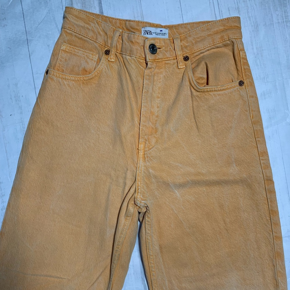 Zara High rise wide leg orange denim. Size 4. - Picture 6 of 11
